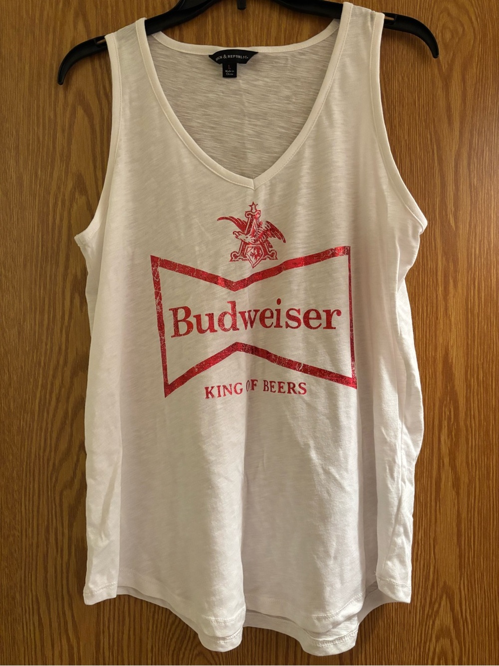 Rock & Republic White Budweiser Tank Top